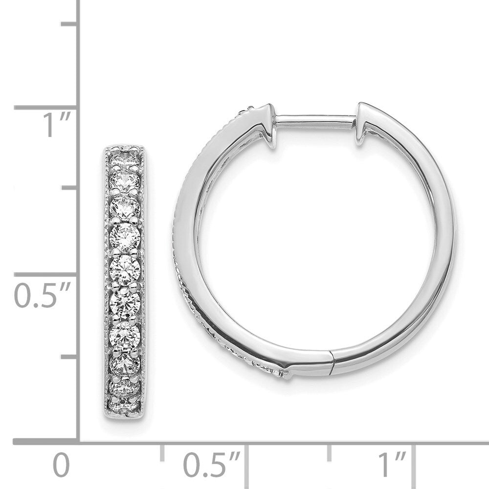 14k White Gold Diamond Milgrain Hinged Hoop Earrings