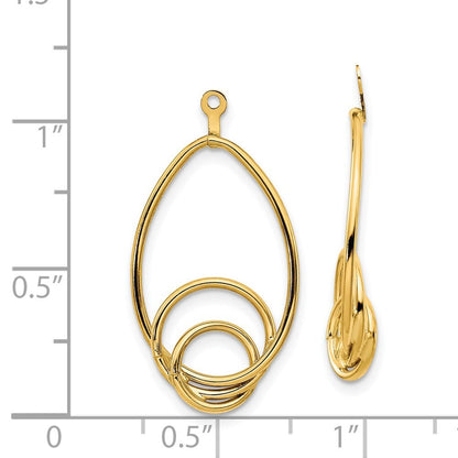 14k Yellow Gold Polished Fancy Teardrop Earring Jackets Gift for Women