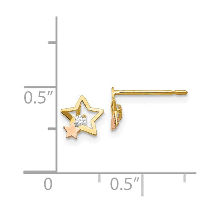 14k Yellow & Rose Gold Cubic Zirconia Children's Star Stud Earrings