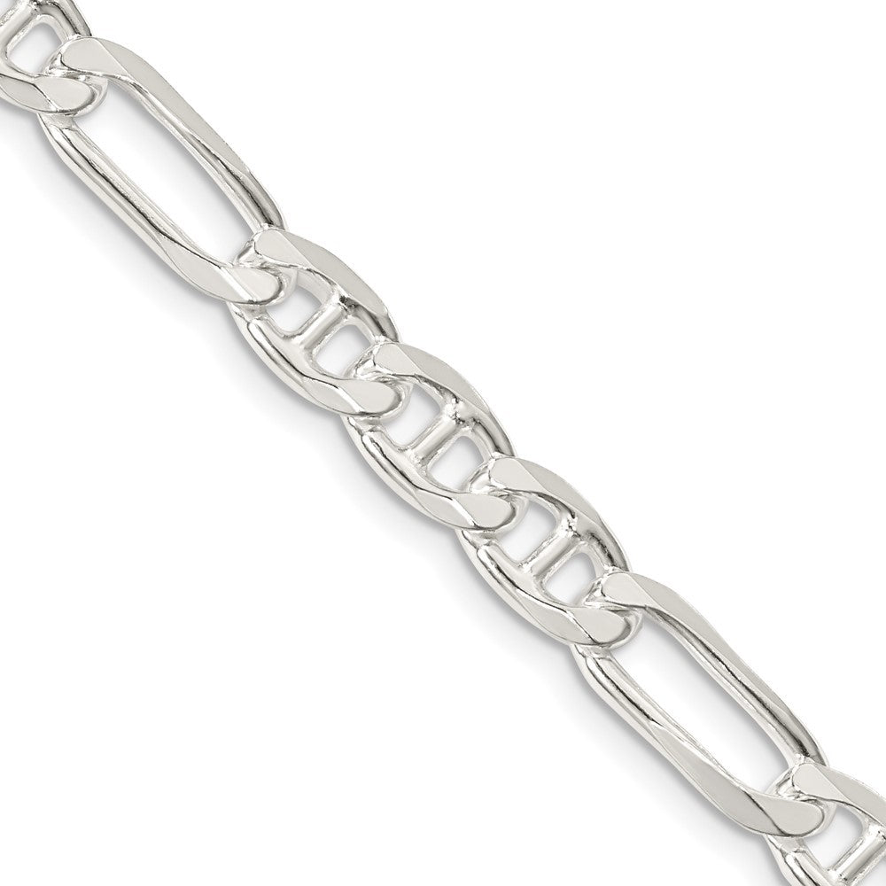 Sterling Silver 6.5mm Figaro Anchor Chain Necklace