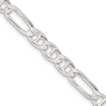 Sterling Silver 6.5mm Figaro Anchor Chain Necklace