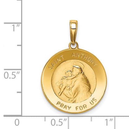 14k Yellow Gold Saint Anthony Small Round Medal Pendant