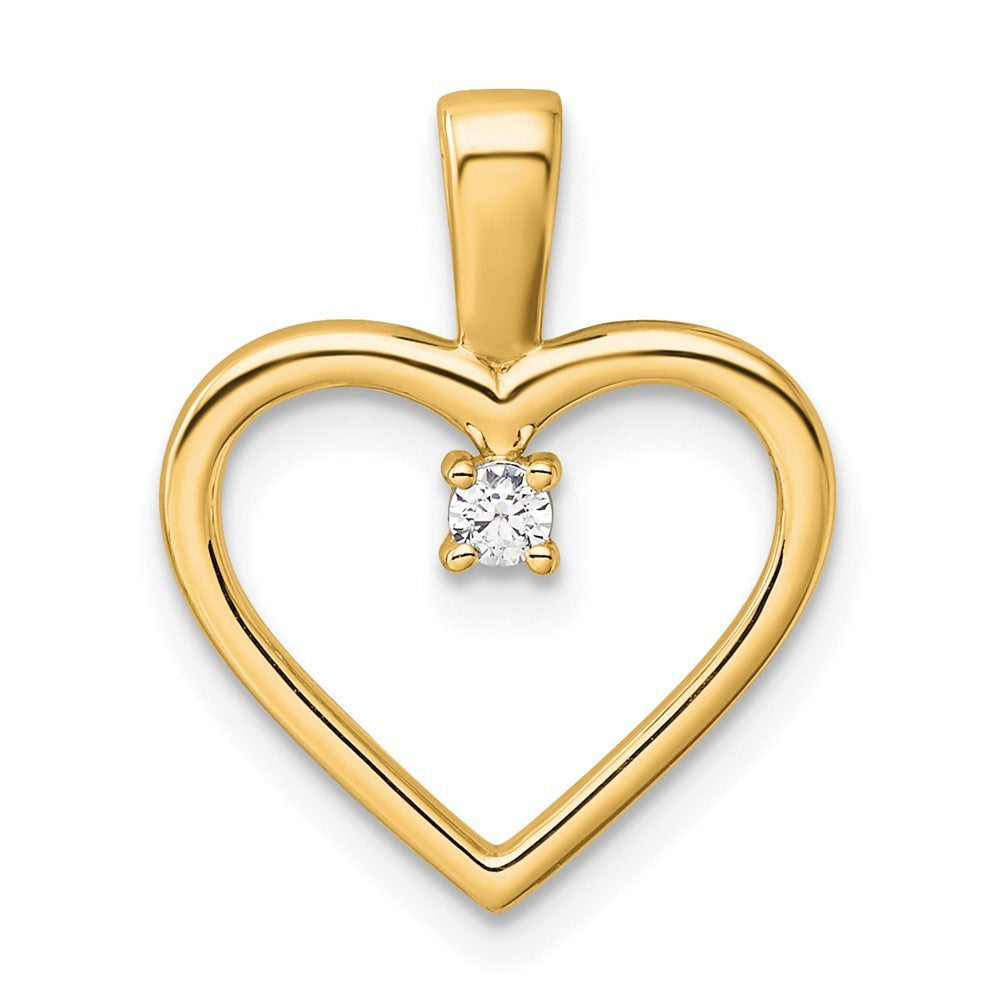 14k Yellow Gold AA .05ct. Diamond Heart Pendant