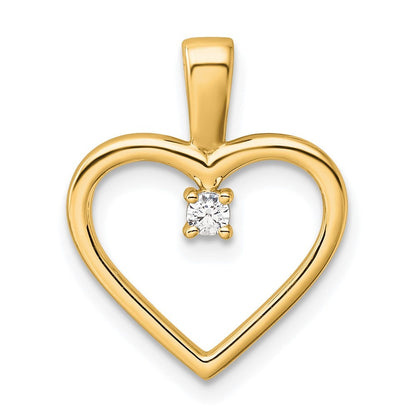 14k Yellow Gold AA .05ct. Diamond Heart Pendant