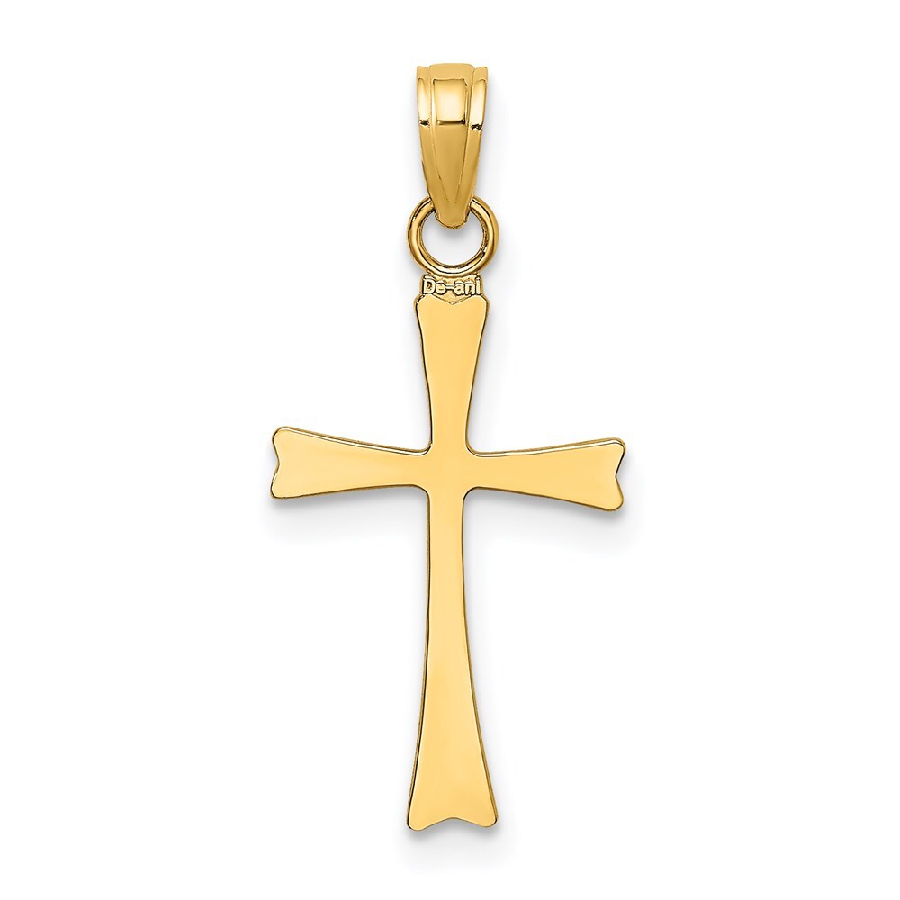 14k Yellow Gold Polished Cross Charm Pendant for Women