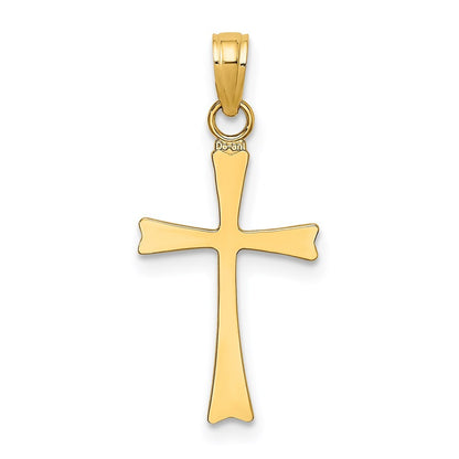 14k Yellow Gold Polished Cross Charm Pendant for Women