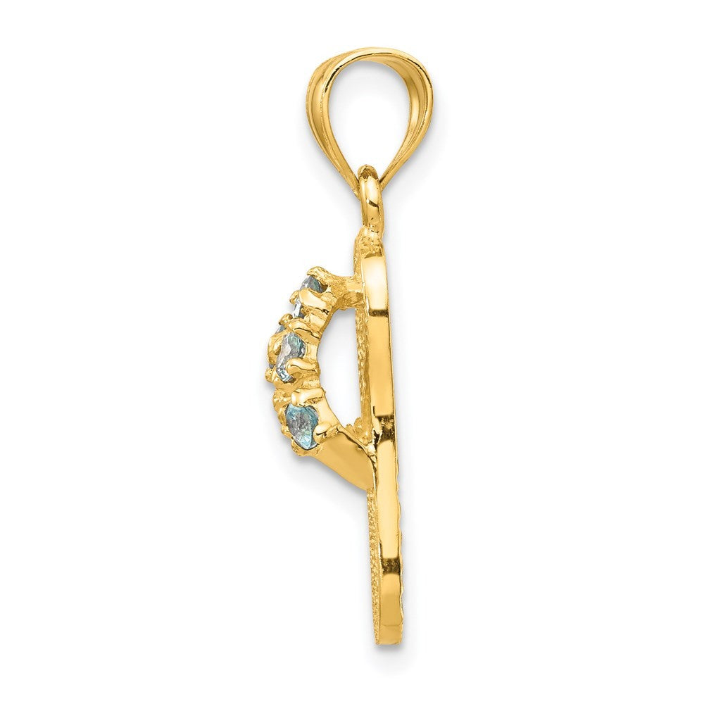 14k Yellow Gold 3D December/Cubic Zirconia Birthstone Flip Flop Pendant