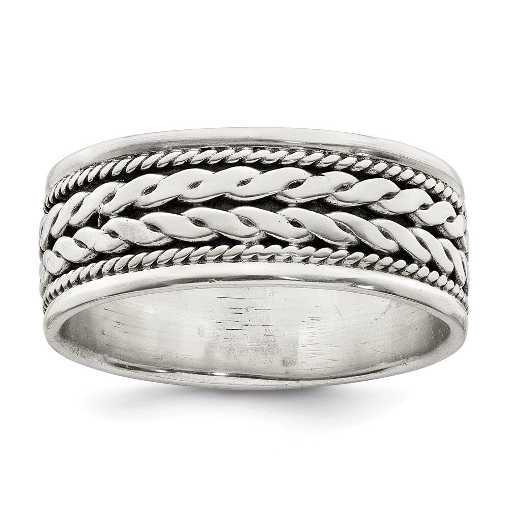 Sterling Silver Antiqued Rope Design Ring Size 9