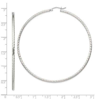 Sterling Silver 2mm Diamond Cut Hoop Earrings