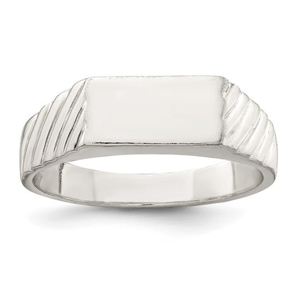Sterling Silver 6x11mm Open Back Signet Ring Size 9