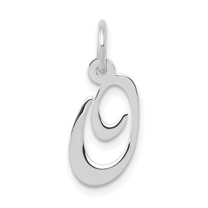 14k White Gold Small Fancy Script Letter O Initial Charm Pendant
