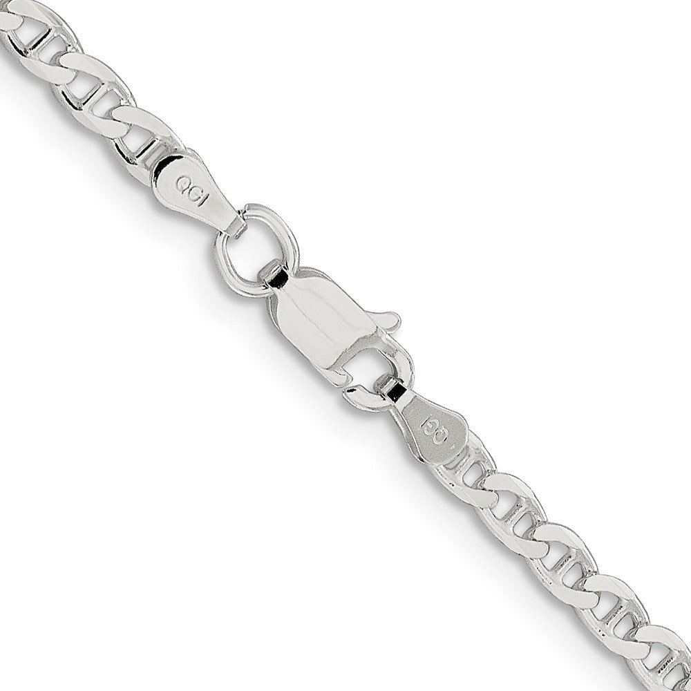 Sterling Silver 3.15mm Diamond-cut Flat Anchor Curb Chain