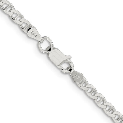 Sterling Silver 3.15mm Diamond-cut Flat Anchor Curb Chain