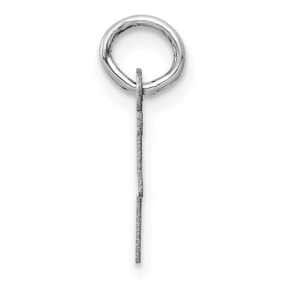 14k White Gold Small Slanted Block Letter F Initial Charm Pendant for Women