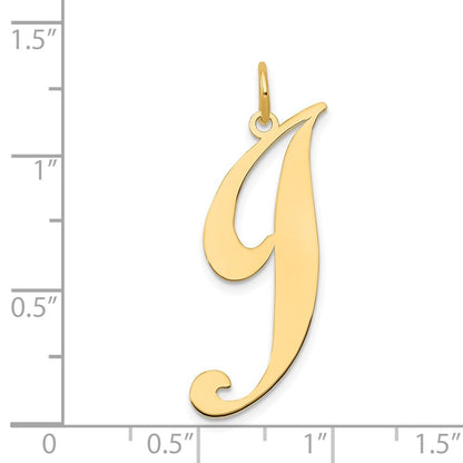 14k Yellow Gold Large Fancy Script Letter J Initial Charm Pendant for Women