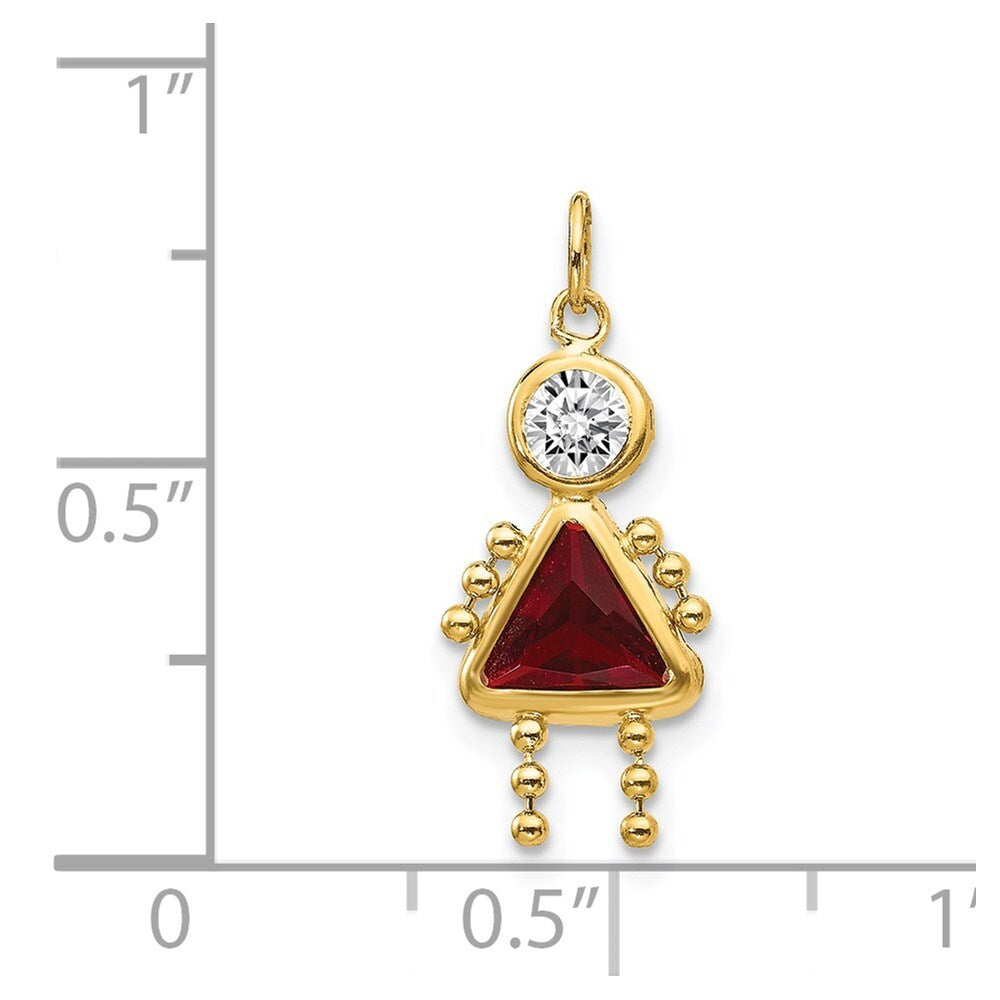 14k Yellow Gold January Girl Birthstone Charm Pendant for Women
