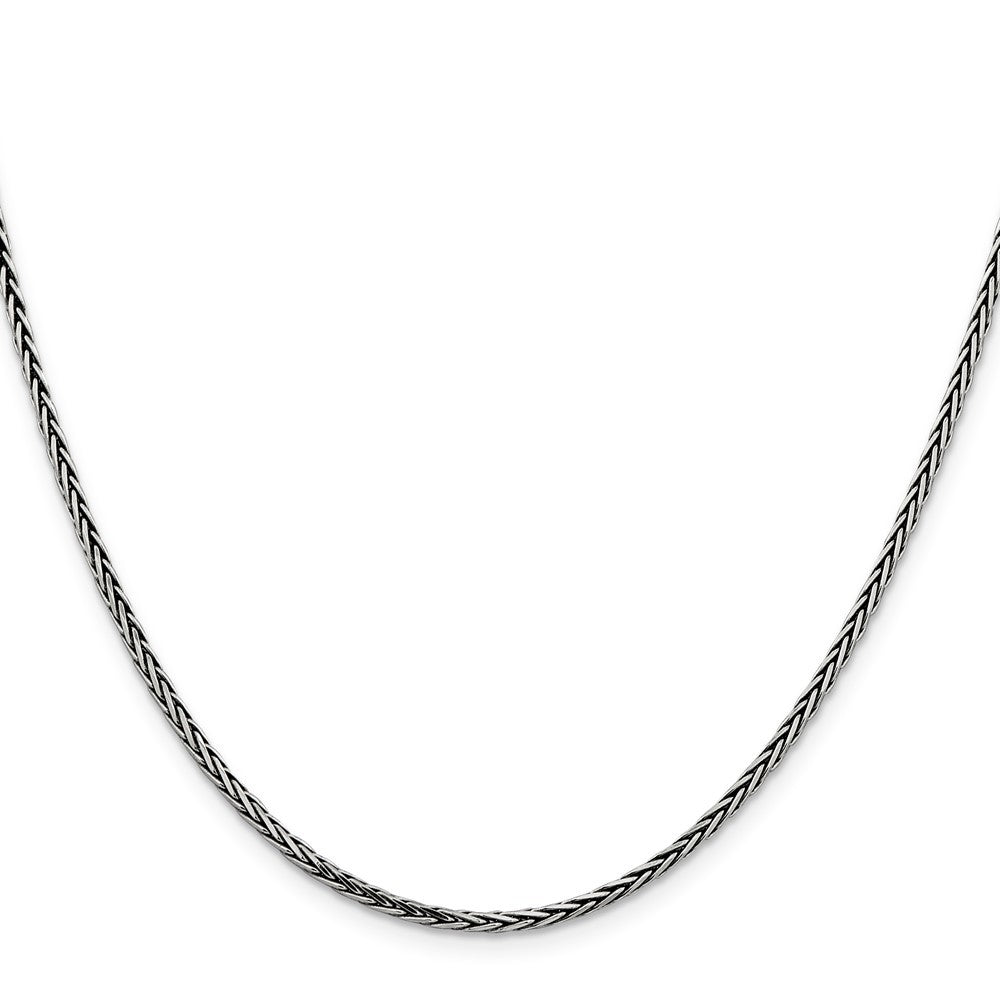 Sterling Silver Antiqued 2.2mm Solid Square Spiga Chain Necklace