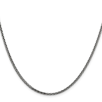 Sterling Silver Antiqued 2.2mm Solid Square Spiga Chain Necklace