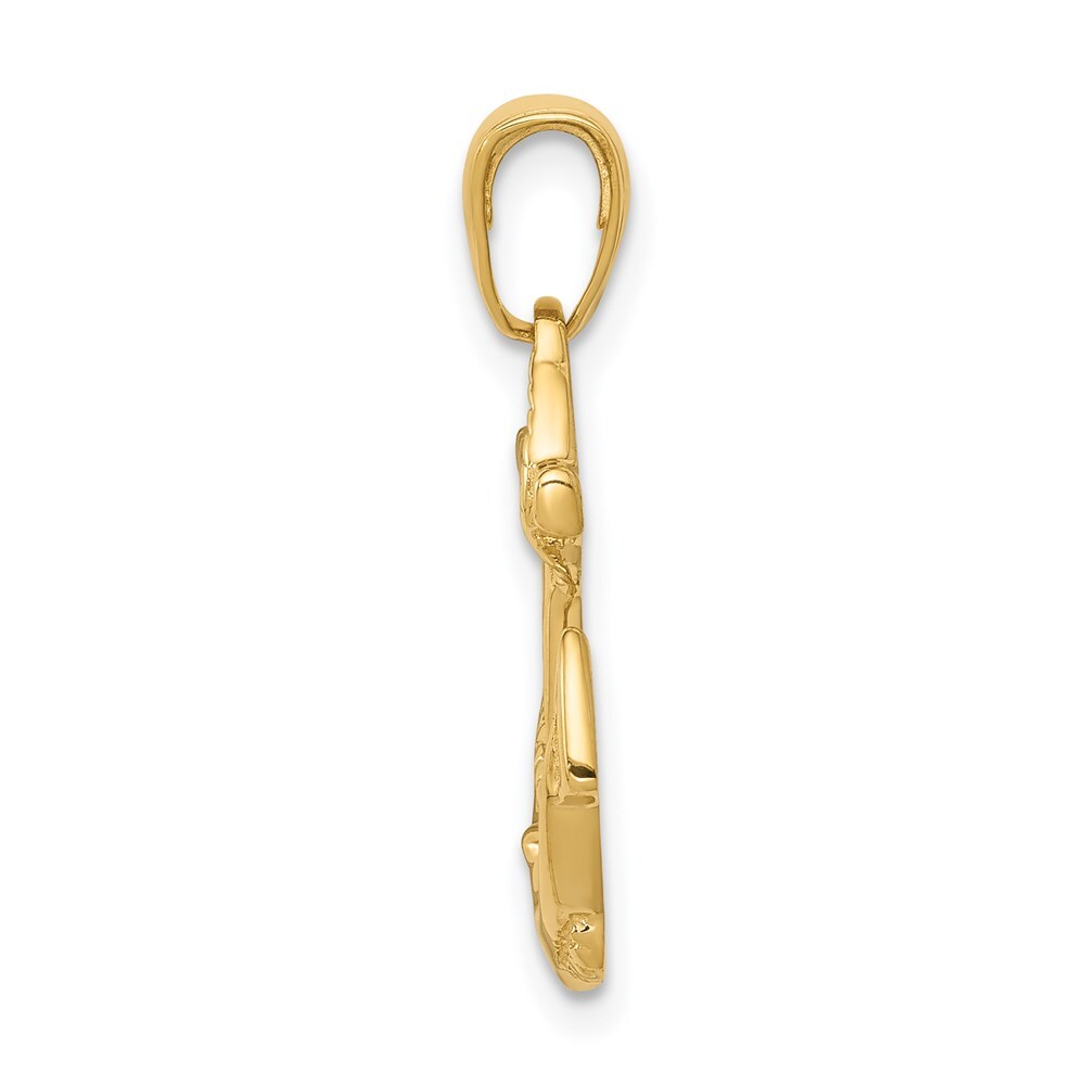 14k Yellow Gold Solid Polished Anchor Pendant for Women