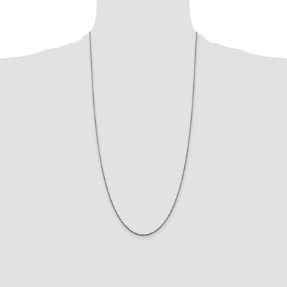 Sterling Silver Rhodium-plated 1.5mm Diamond-cut Rope Chain