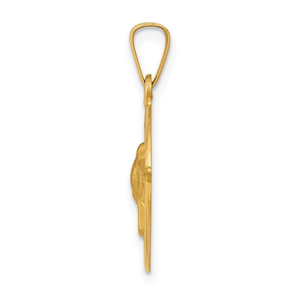 14k Yellow Gold Holy Spirit Medal Hollow Round Pendant for Women