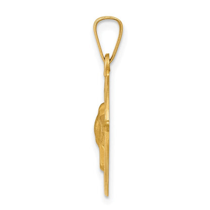 14k Yellow Gold Holy Spirit Medal Hollow Round Pendant for Women
