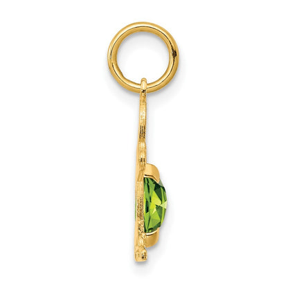 14k Yellow Gold Boy 6x4 Oval Genuine Peridot-August Pendant for Women