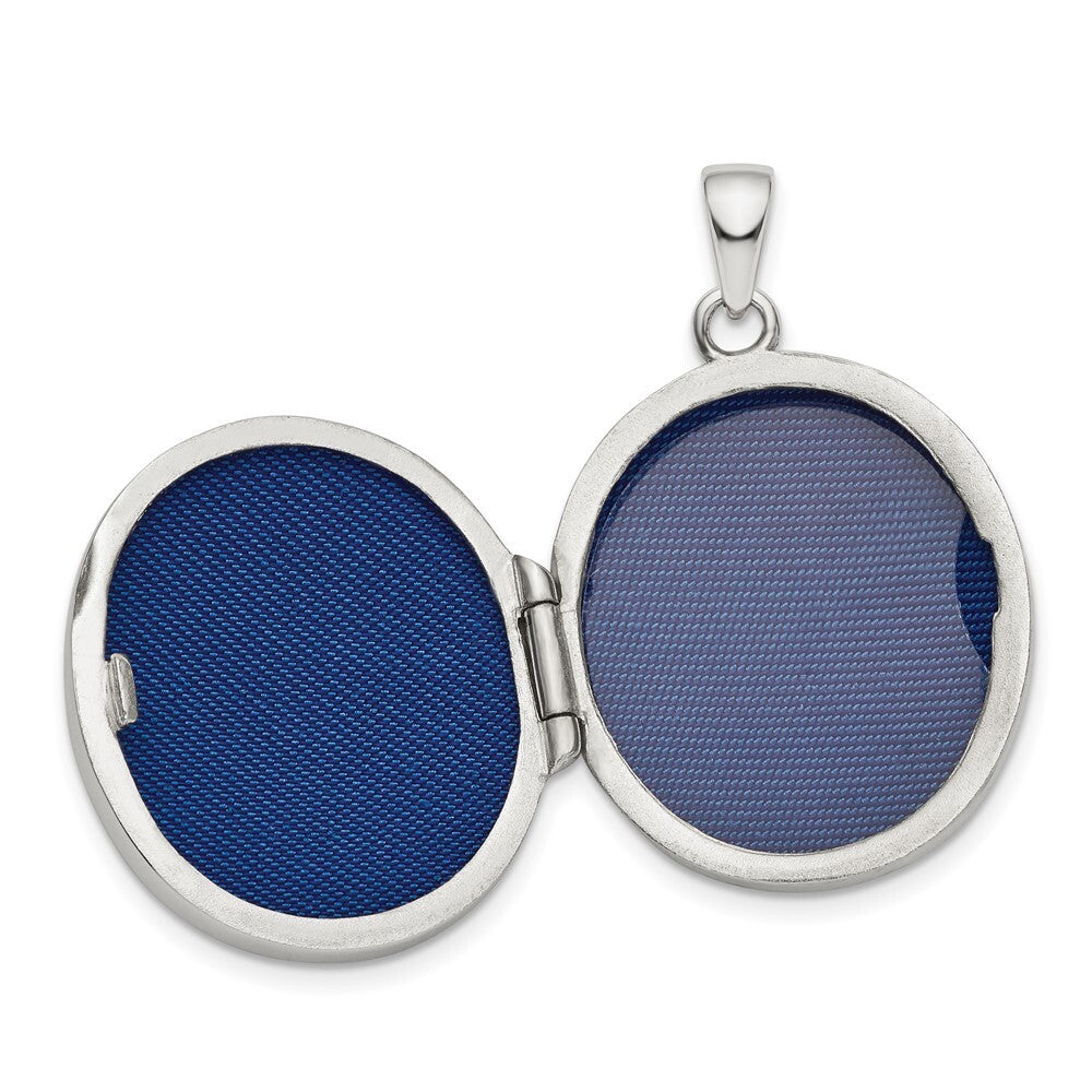 Sterling Silver Rhodium-plated Fancy Cubic Zirconia Oval Locket