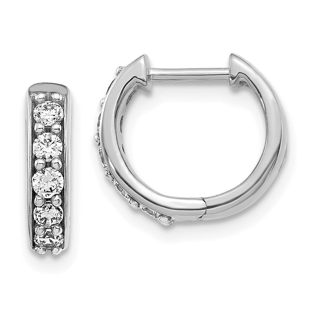14k White Gold Diamond Hinged Hoop Earrings