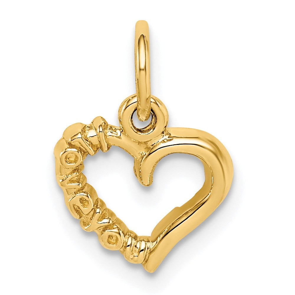 14k Yellow Gold Polished I LOVE YOU Heart Charm