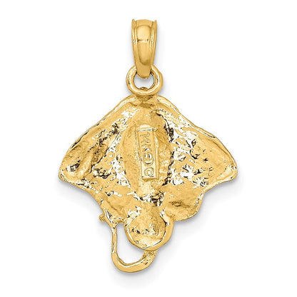 14k Yellow Gold Stingray Charm Pendant for Women