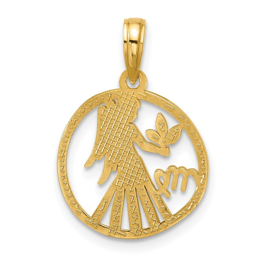 14k Yellow Gold Polished Round Virgo Pendant for Women