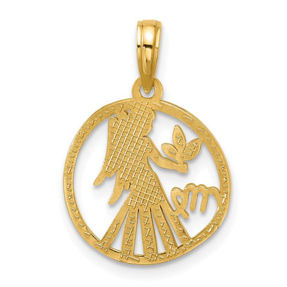 14k Yellow Gold Polished Round Virgo Pendant for Women