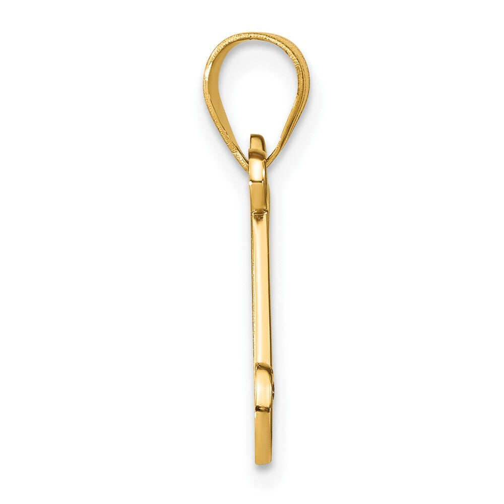 14k Yellow Gold Script Letter N Initial Pendant with Diamond for Women