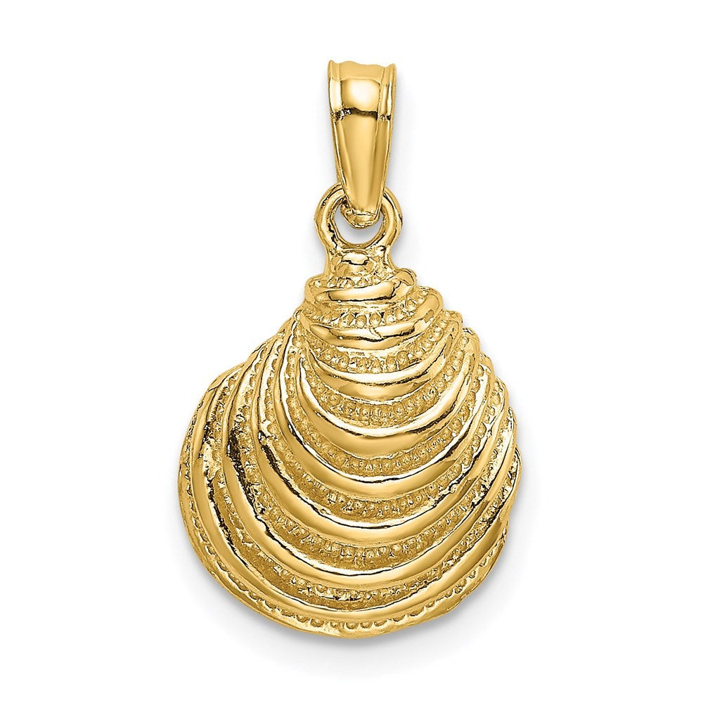 14k Yellow Gold Clam Shell Charm Pendant