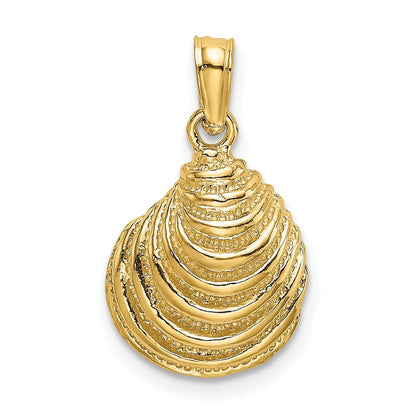 14k Yellow Gold Clam Shell Charm Pendant