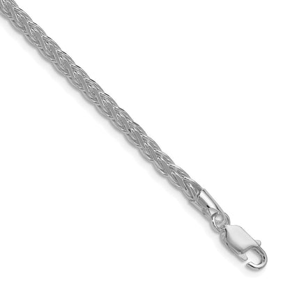 Sterling Silver Rhodium-plated 3.5mm Diamond-cut Square Spiga Chain Necklace