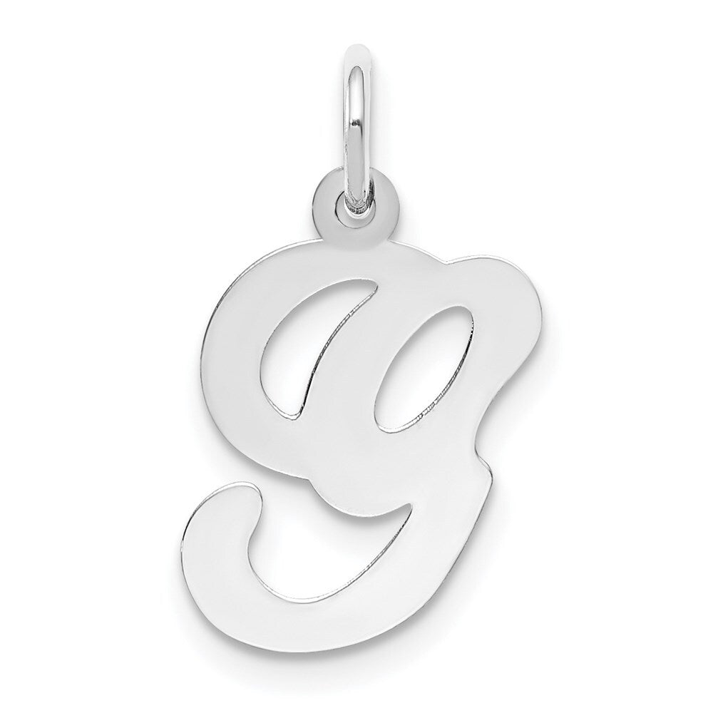 14k White Gold Script Letter G Initial Charm Pendant for Women