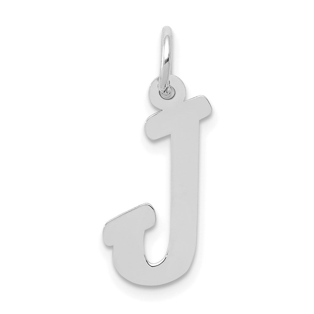 14k White Gold Medium Script Letter J Initial Charm Pendant for Women