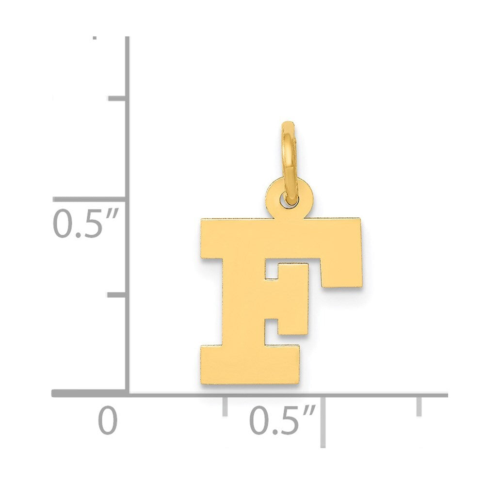 14k Yellow Gold Small Block Letter F Initial Charm Pendant for Women