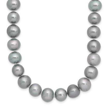 Sterling Silver Rhodium-plated 8-9mm Grey Cultured Pearl Necklace 20"
