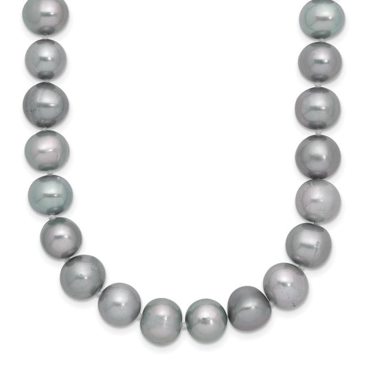 Sterling Silver Rhodium-plated 8-9mm Grey Cultured Pearl Necklace 20"