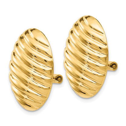 14k Yellow Gold Polished Button Non-pierced Omega Back Stud Earrings