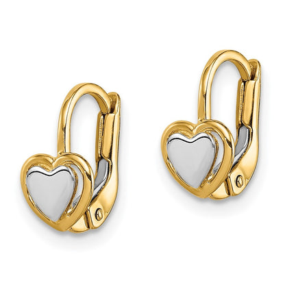 14k Two-tone Gold Children's Heart Hoop Earrings
