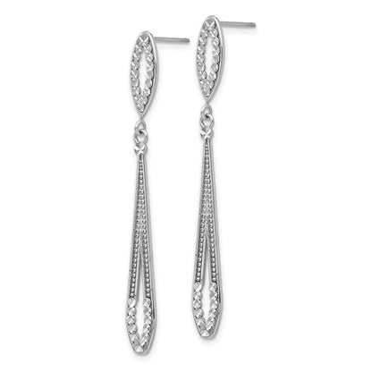 14k White Gold Diamond-cut Dangle