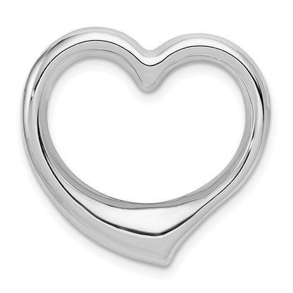14k White Gold Heart Hollow Pendant Slide for Women