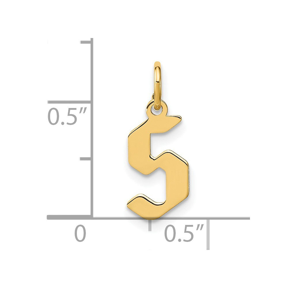 14k Yellow Gold Letter S Initial Pendant