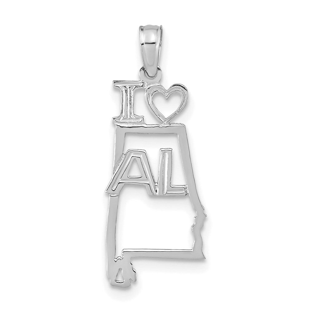 14k White Gold Solid Alabama State Pendant for Women