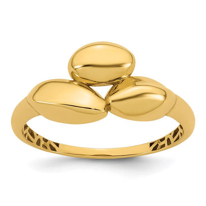 14K Yellow Gold Polished Trio Domed Ring Size 7