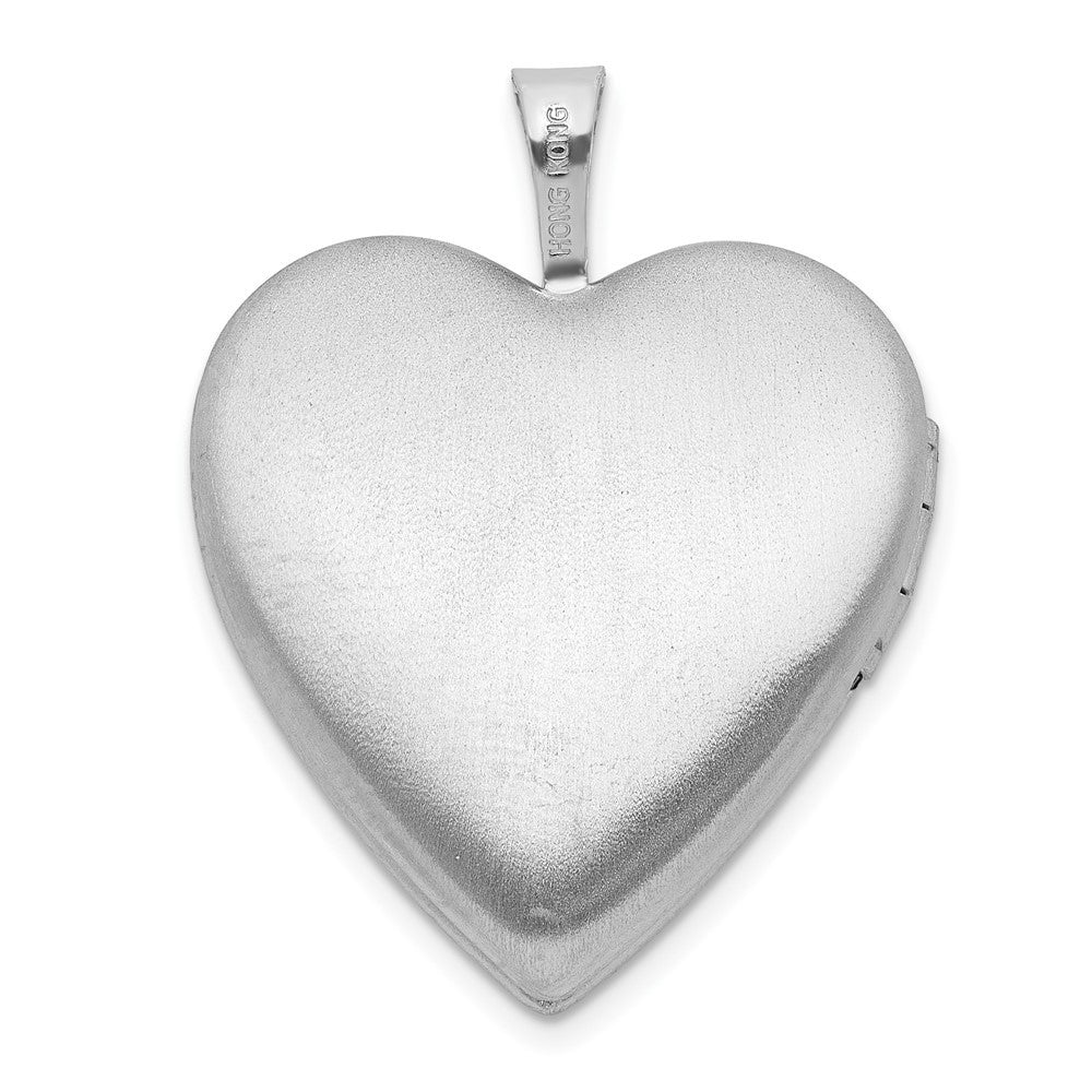 Sterling Silver RH-plate Polished Satin Epoxy 20mm Butterfly Heart Locket